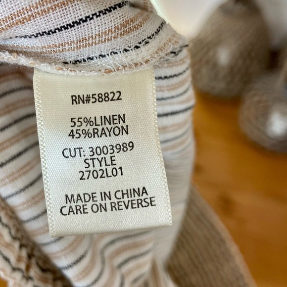 Max Studio Striped Linen Pants in Cream and Tan - Picture 8 of 9